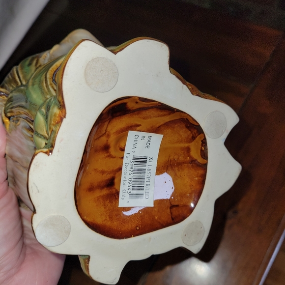 Vintage MAJOLICA STYLE Birds In A Cabbage Leaf Basket - Picture 7 of 11